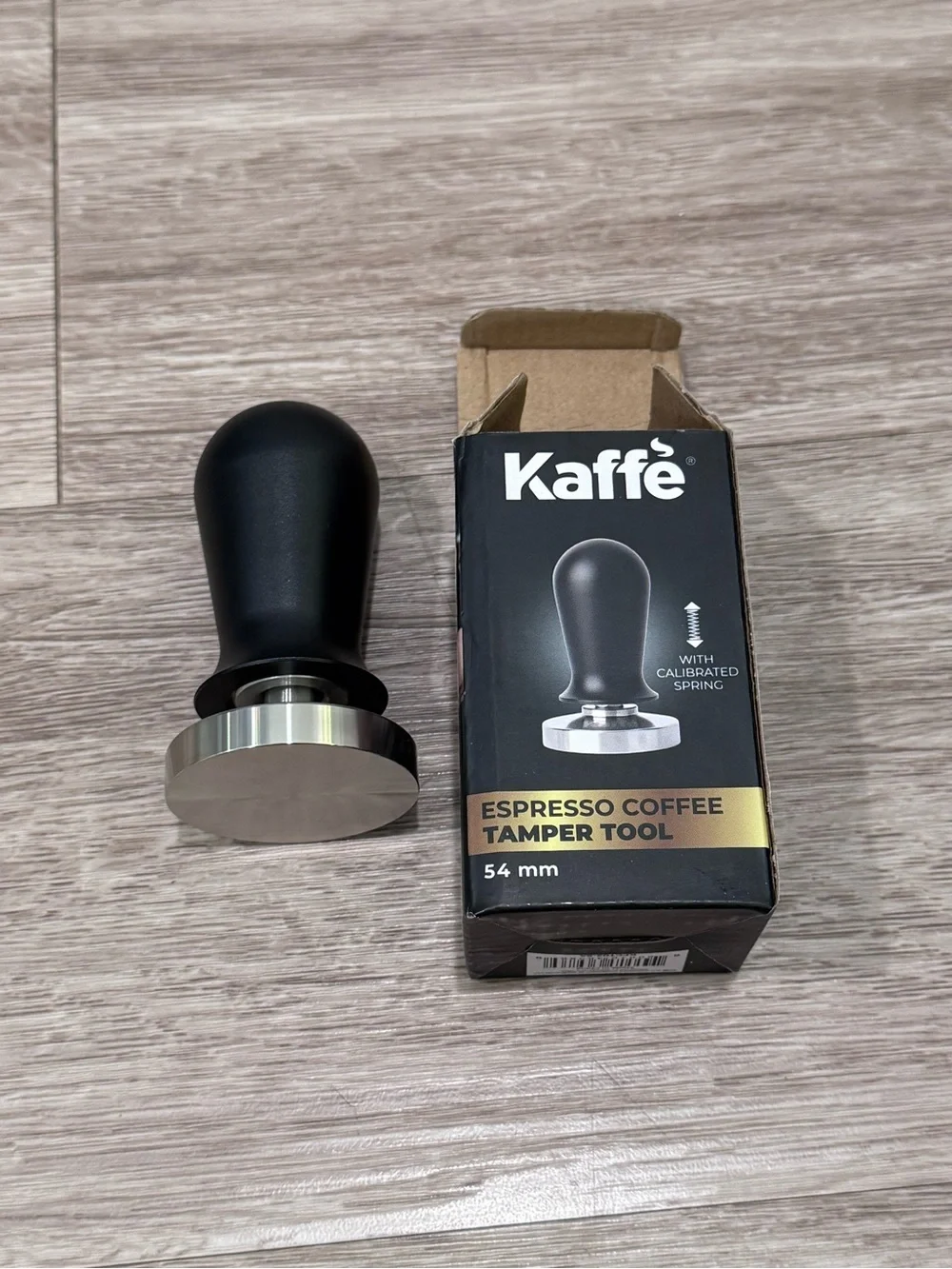 Kaffe Stainless Steel Espresso Tamper with Black Handle